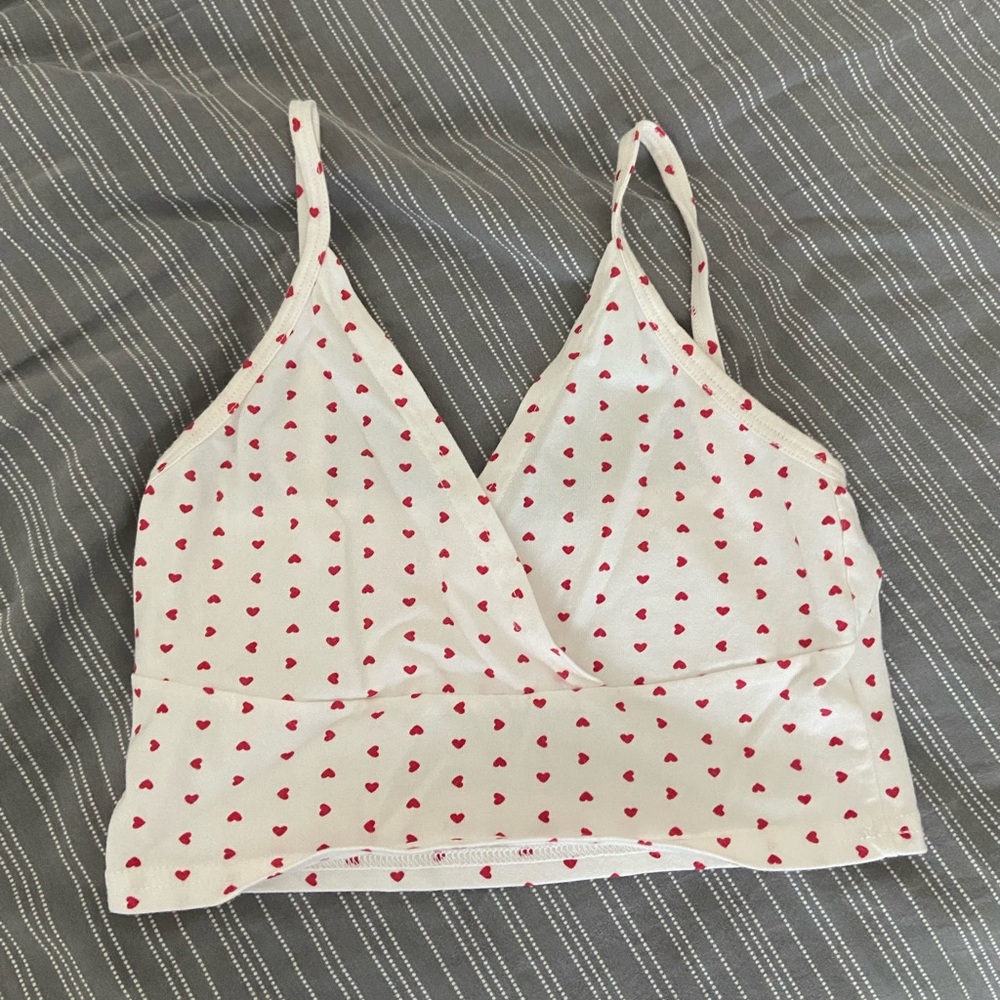 Heart Print White Crop Top